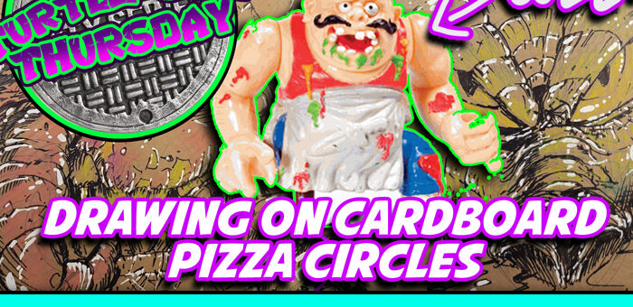 Turtle Soup Thursdays – Drawing Pizza Face on a cardboard pizza circle