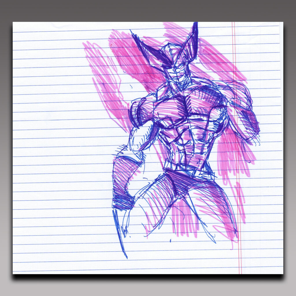 Pink Wolverine Notebook Notepad Marker Sketch